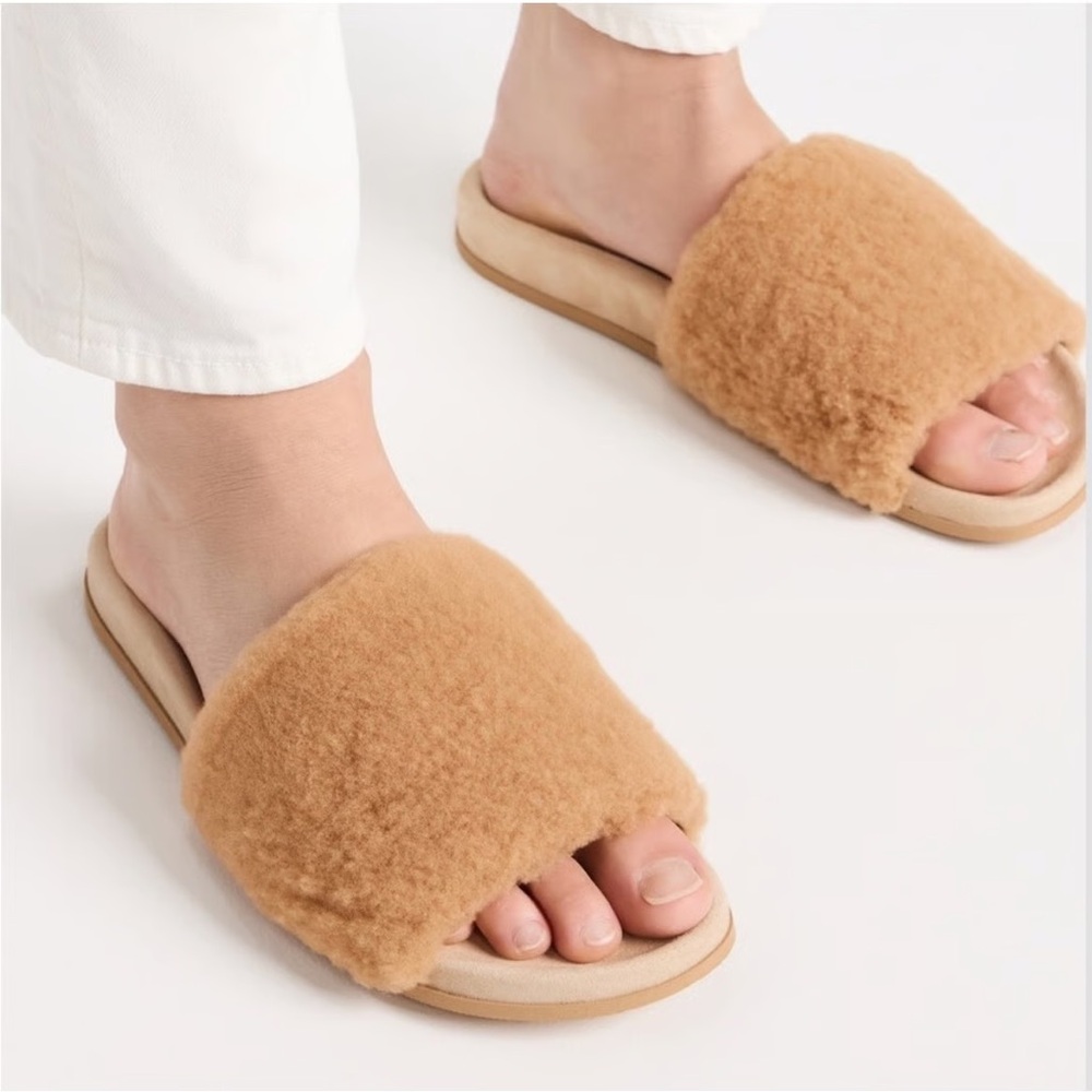 🌼JENNI KAYNE🌼 Tan Shearling Women's Slide Sandals Slippers, Size 41 - Picture 9 of 11